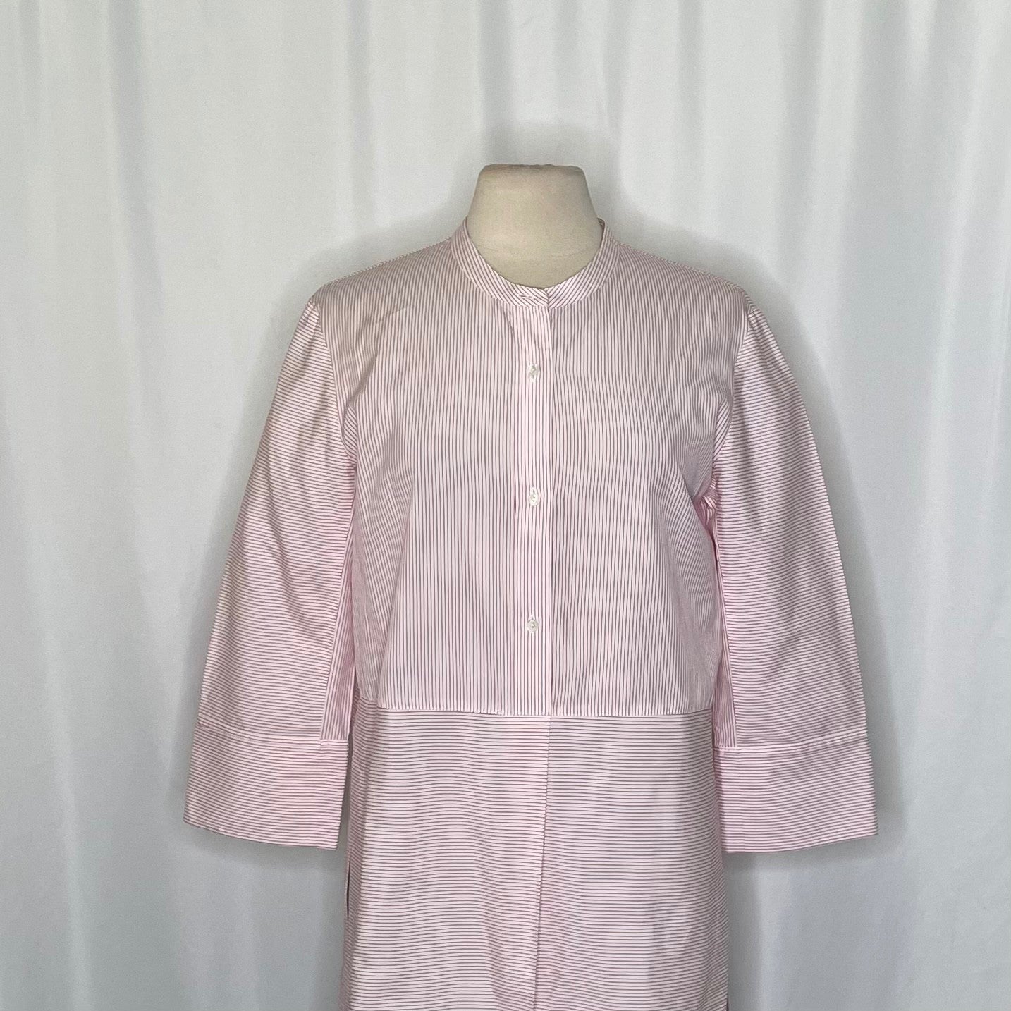 VINCE Red & White Striped Cotton Popover Tunic Top Blouse Nautical Preppy Medium