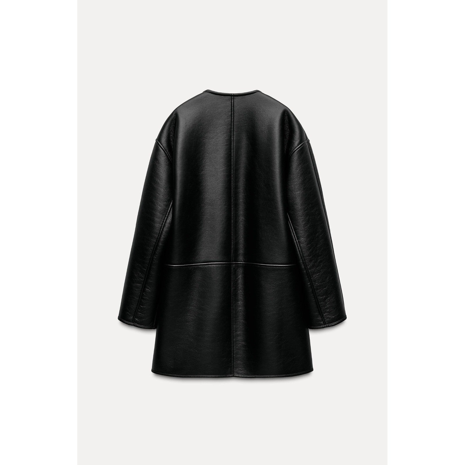 NWT!! ZARA ZW Collection Double Faced Coat Jacket Black Fleece Lining Small