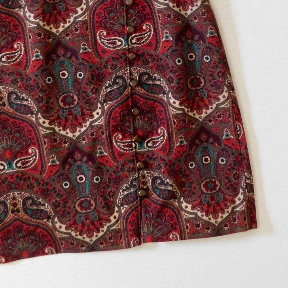 NWT!! TALBOTS Opulent Paisley Side Button Faux Wrap Skirt Academia 14P 14 Petite
