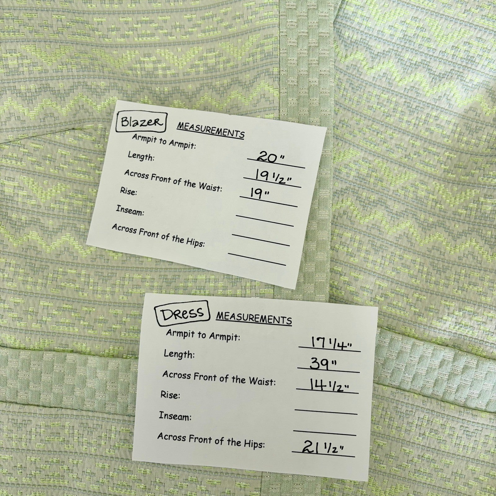 HELENE BERMAN Two Piece Set Blazer Dress Green Metallic Jacquard Size 8