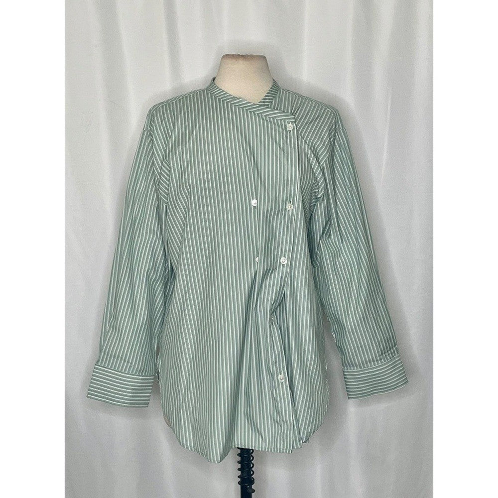 ROUCHA Green White Twist Stripe Shirt Double Breasted Academia BB Medium Short