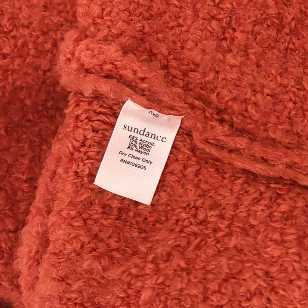 SUNDANCE Laurel Breeze Cardigan Sweater Solid Orange Boucle Knit Wool Small