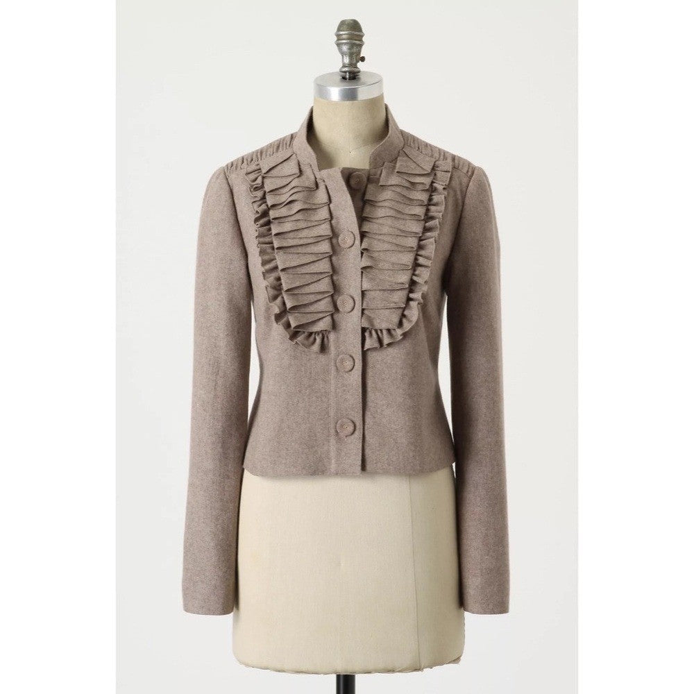 Anthropologie TABITHA Pleated As You Please Wool Blazer Jacket Pleats Size 8