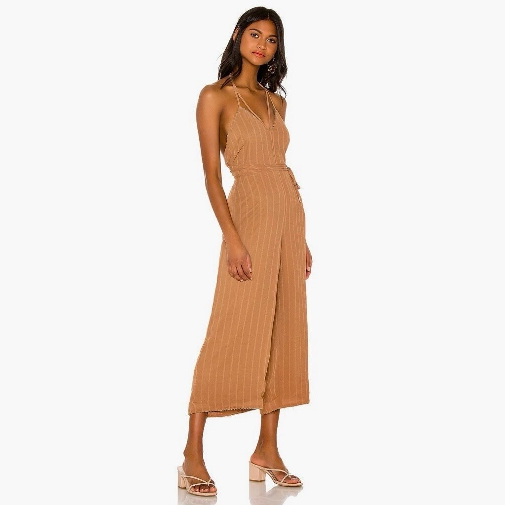 NWT!! HOUSE OF HARLOW 1960 x Revolve Paolo Jumpsuit Tawny Brown Festival Large