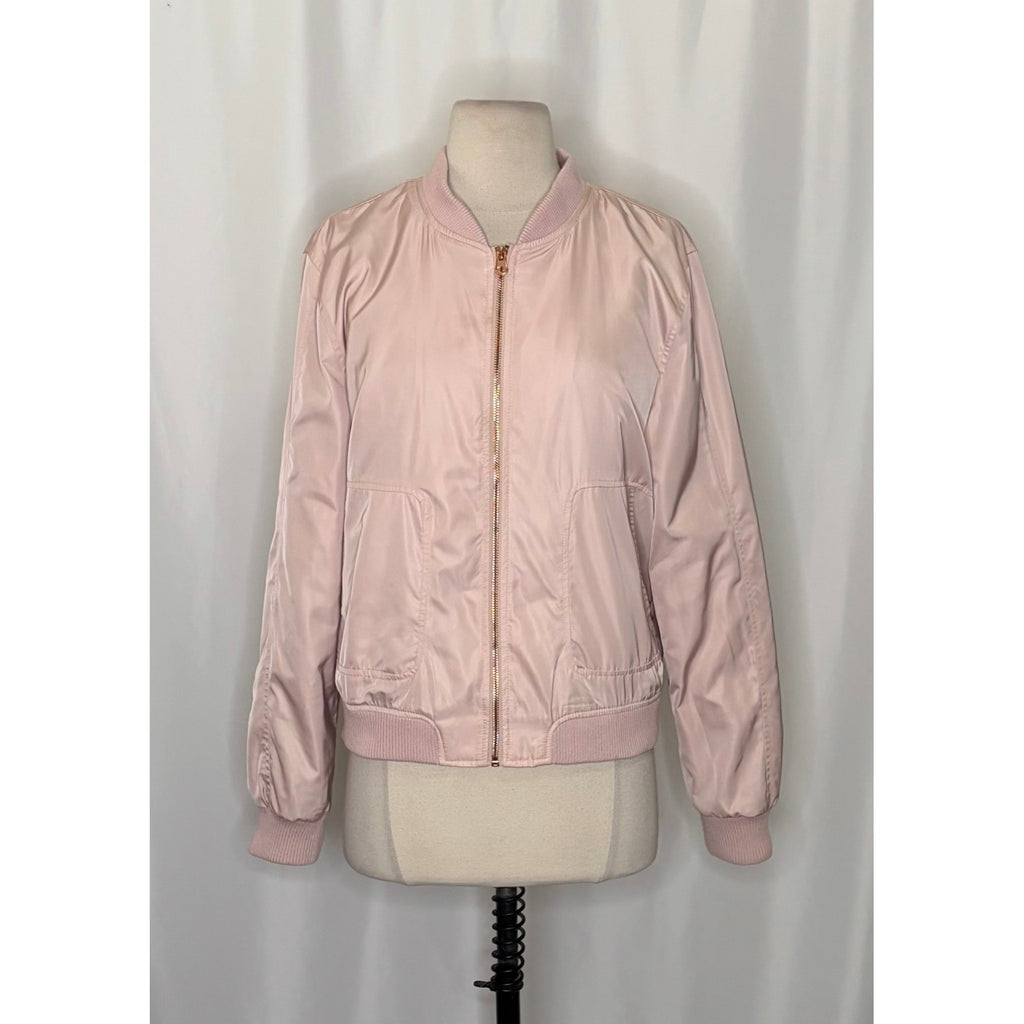 Anthropologie HEI HEI Journey Bomber Jacket Solid Light Pink Sporty Medium