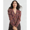 VERONICA BEARD Amosa Wool Cardigan Sweater Marled Puff Sleeves Burgundy Large