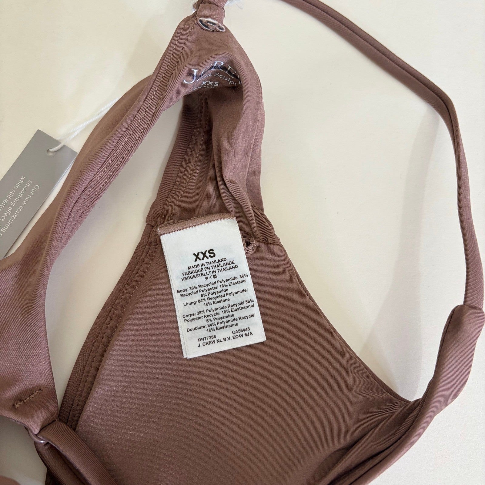 NEW!! J. CREW Lana Bikini Top Classic Sculpt Smoky Willow Wood Beach XX-Small