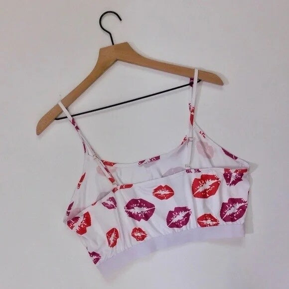 NEW!! HOT LIPS Lipstick Kiss Cropped Loungewear Two Piece Set Top Shorts XXL 2XL