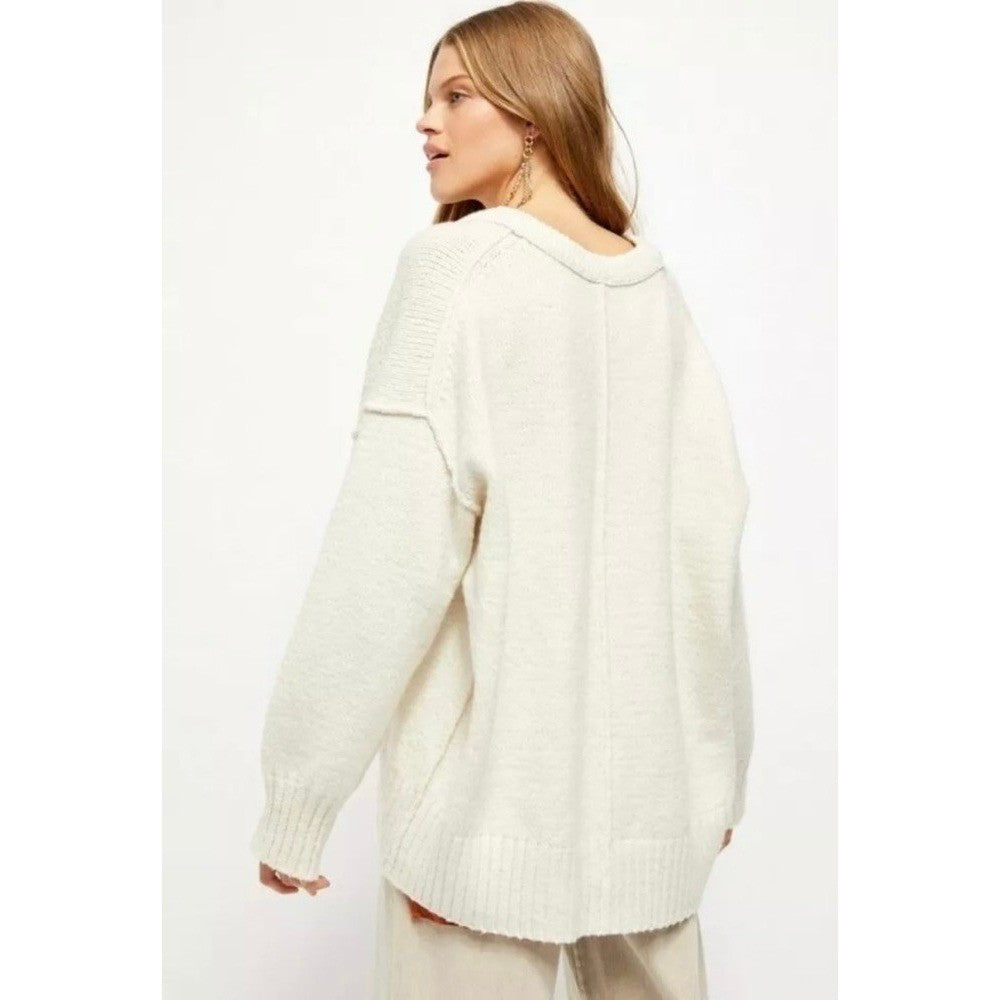Revolve FREE PEOPLE Brookside Tunic Sweater Ivory Slouchy Solid Scoop Large