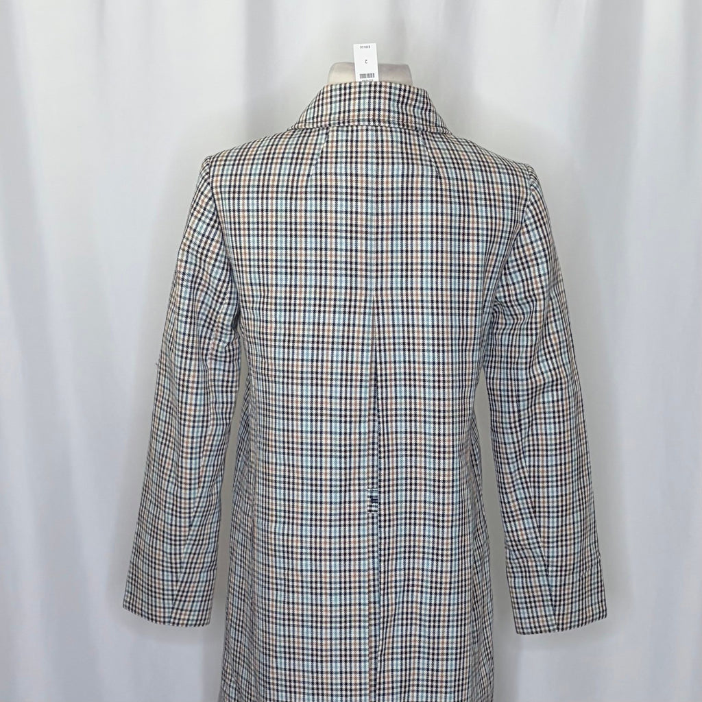 NWT!! TALBOTS Checkered Mac Plaid Coat Jacket Checked Preppy Classic Size 2