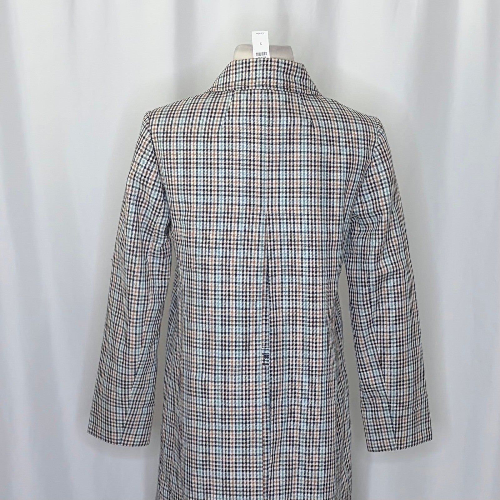 NWT!! TALBOTS Checkered Mac Plaid Coat Jacket Checked Preppy Classic Size 2