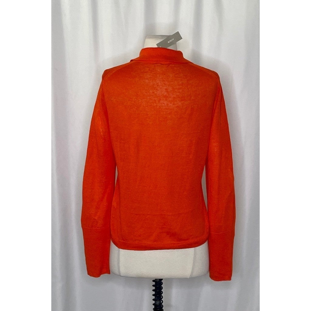 NWT!! J. CREW Collared Button-Up Sweater Cardigan Linen Poppy Orange Red Small