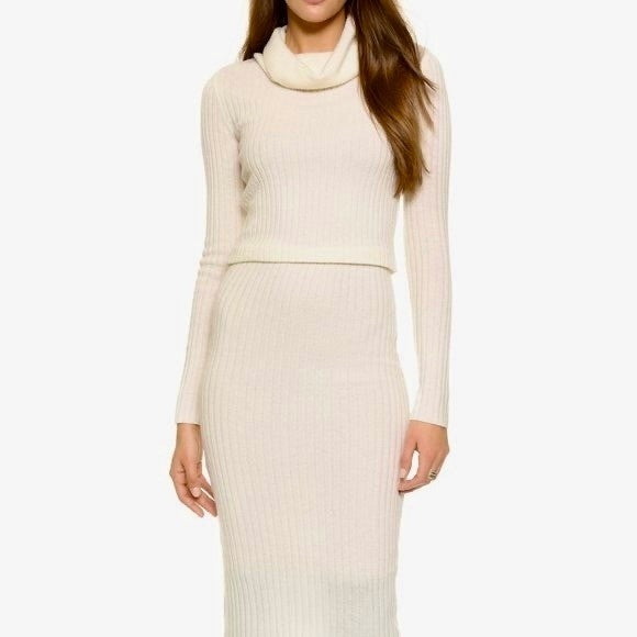 ALICE + OLIVIA Cashmere Wool Hailee Sweater Dress Cowl Neck Midi Ribbed Medium