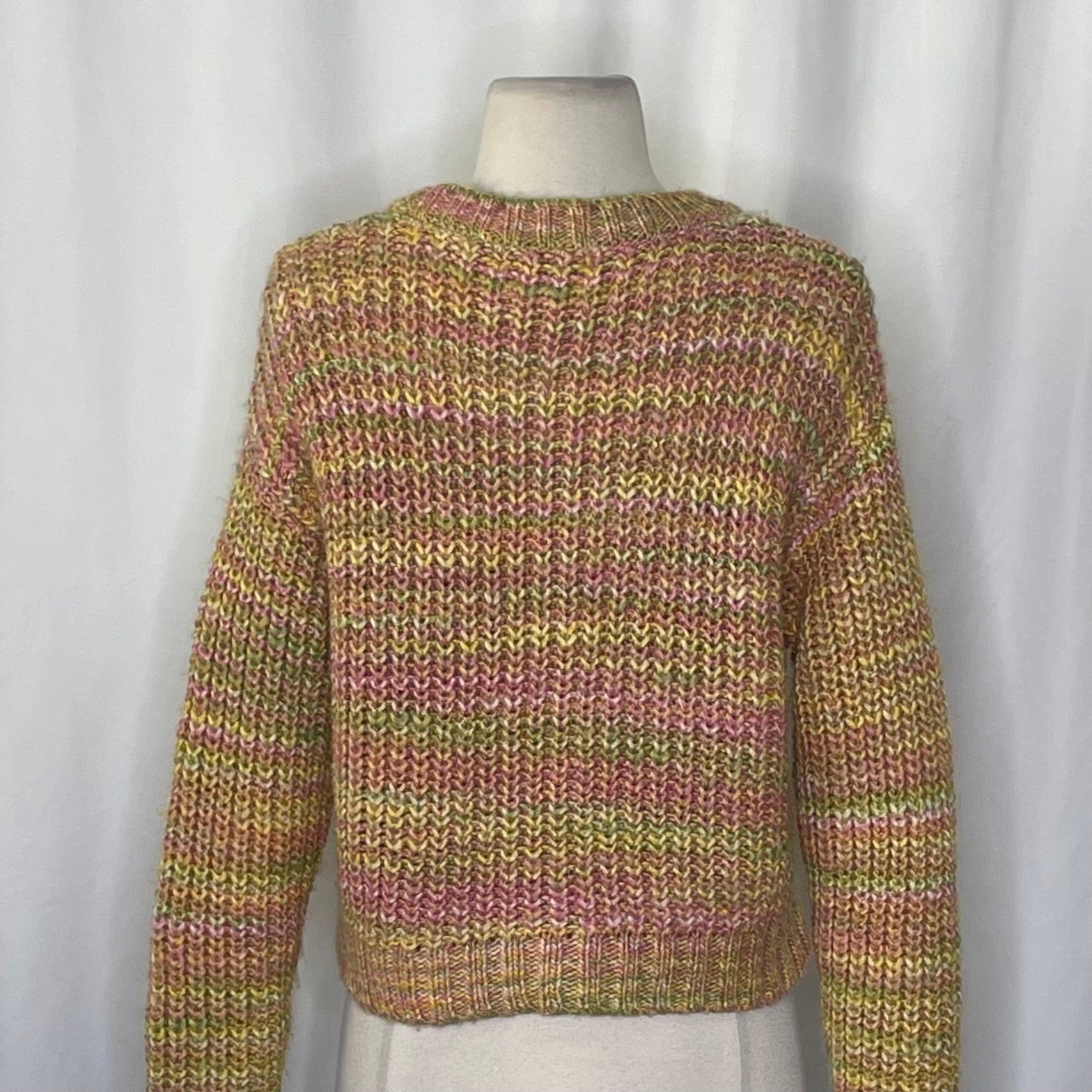 ANTHROPOLOGIE Ribbed Obi Melange Crewneck Sweater Pullover Knit Marled Small