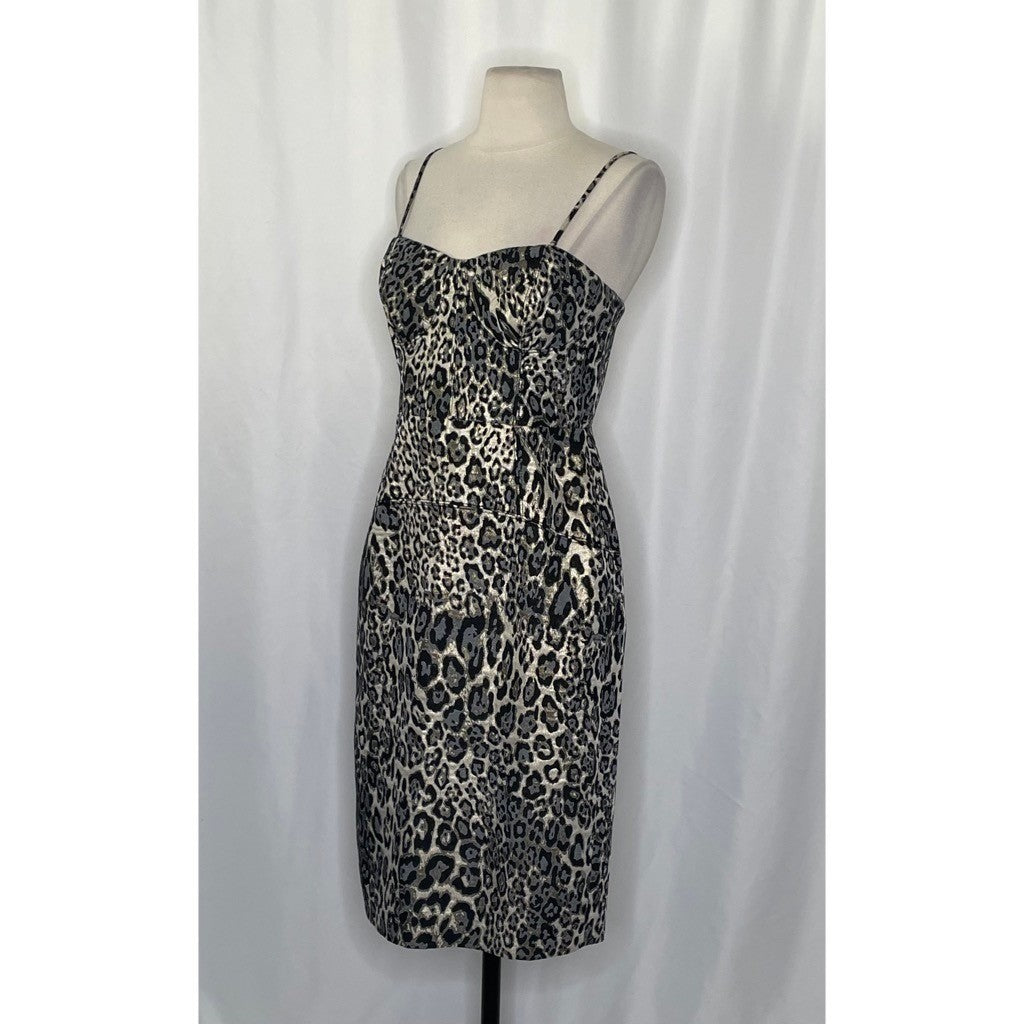 J. CREW Collection Animal Print Sheath Dress Leopard Strappy Bodice Size 4