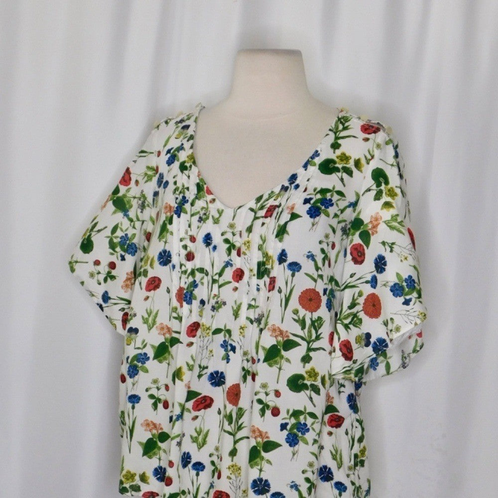 Anthropologie MAEVE Maya Floral Fluttered Top Blouse Strawberry Fruit Berries 2