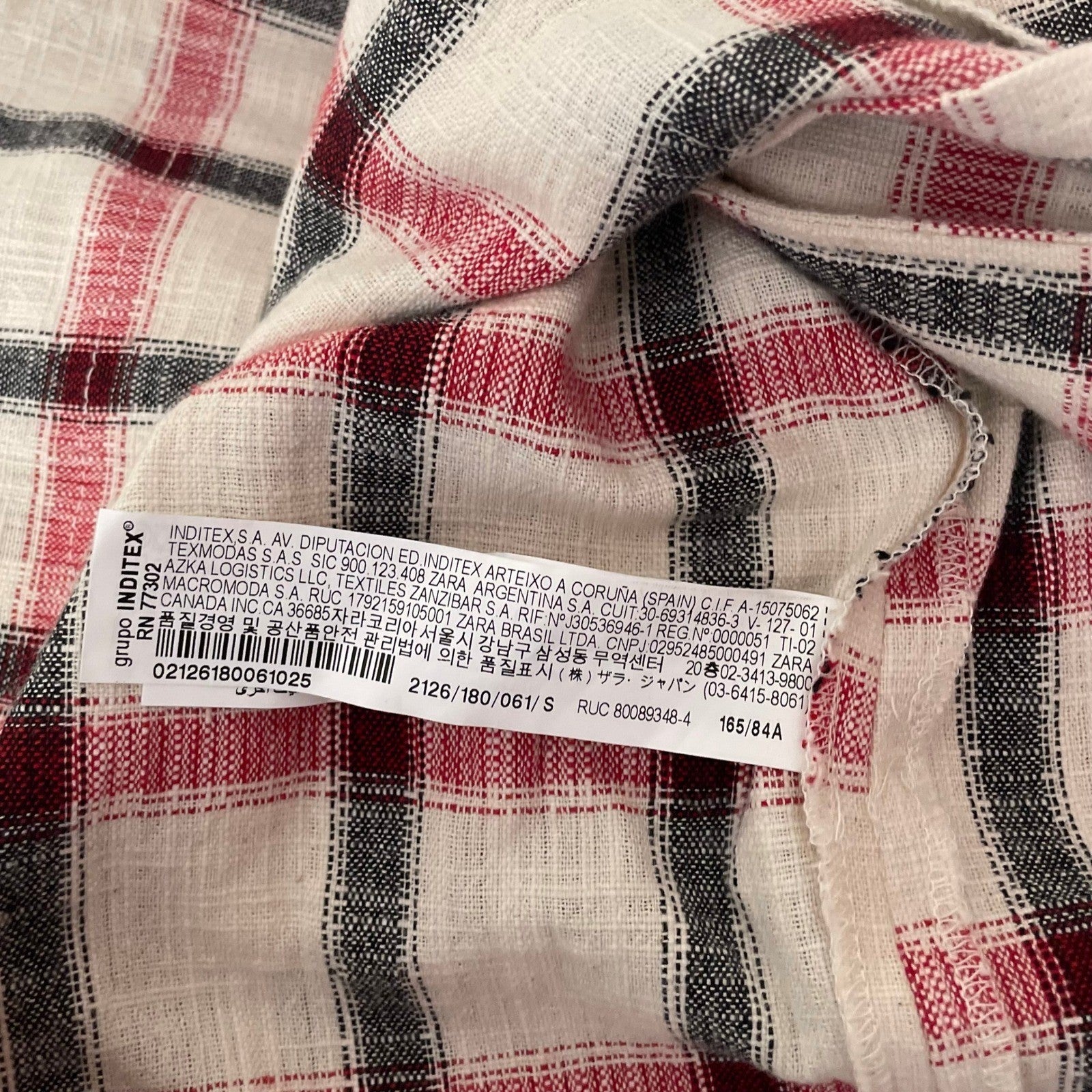 NWT!! ZARA Plaid Oversized Buttondown Shirt Red White Black Pockets Retro Small
