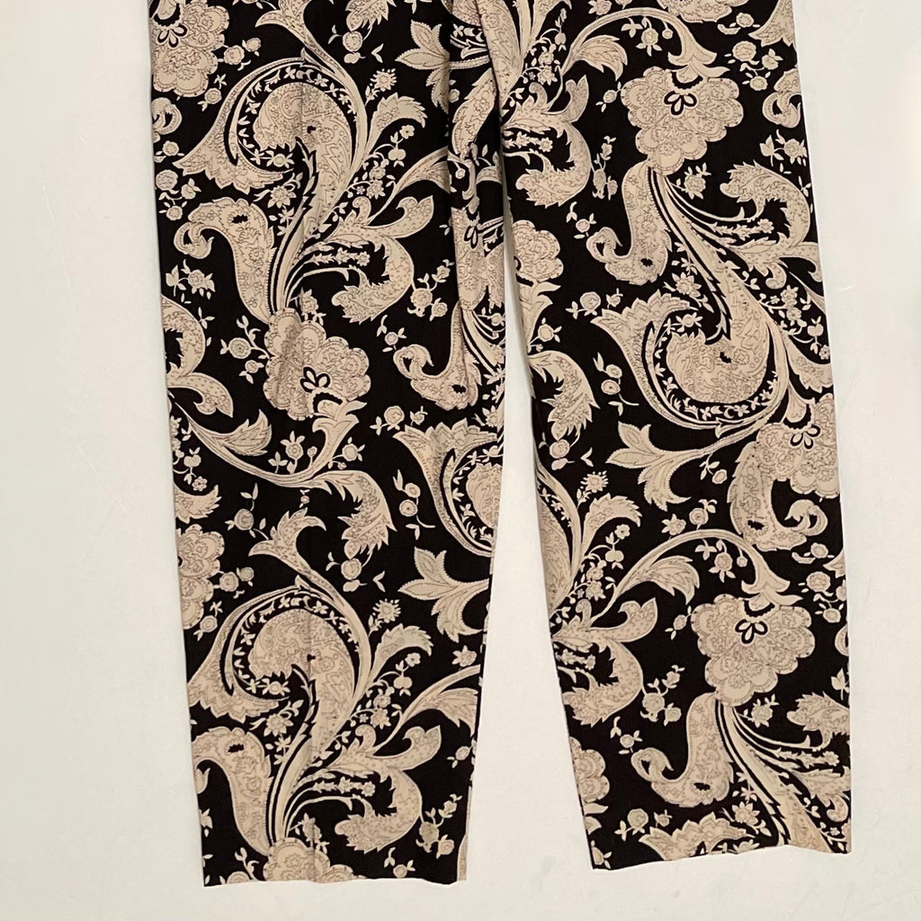 REBECCA TAYLOR Paisley Jumpsuit Scroll Paisley Espresso Belted Brown Medium