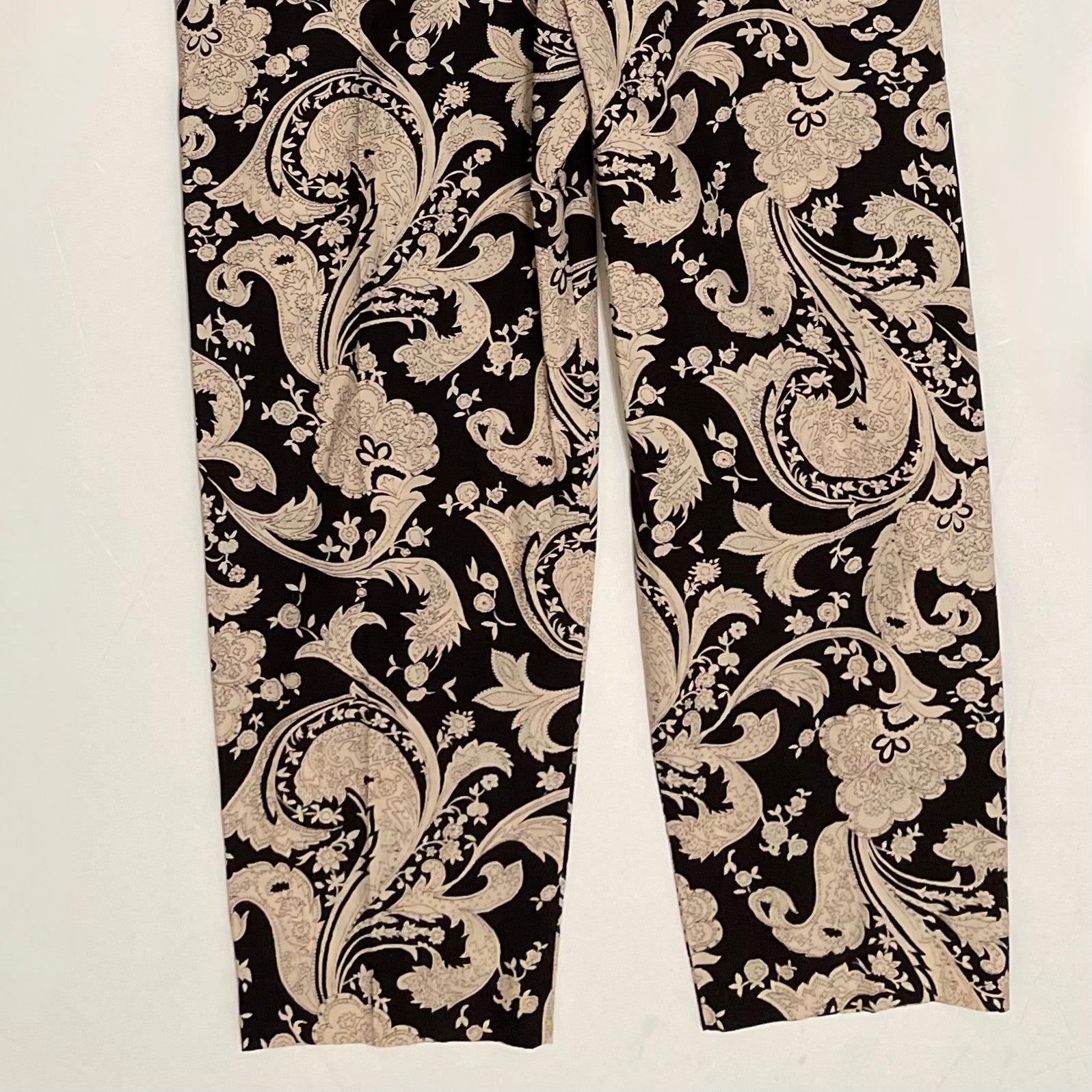 REBECCA TAYLOR Paisley Jumpsuit Scroll Paisley Espresso Belted Brown Medium