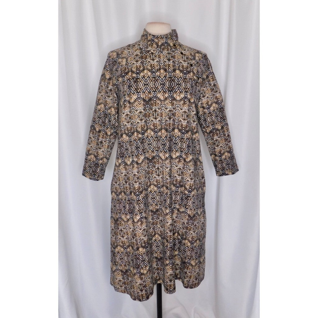 J. MCLAUGHLIN Christabel Catalina Cloth Shift Dress Brown Print Knit ~ Medium