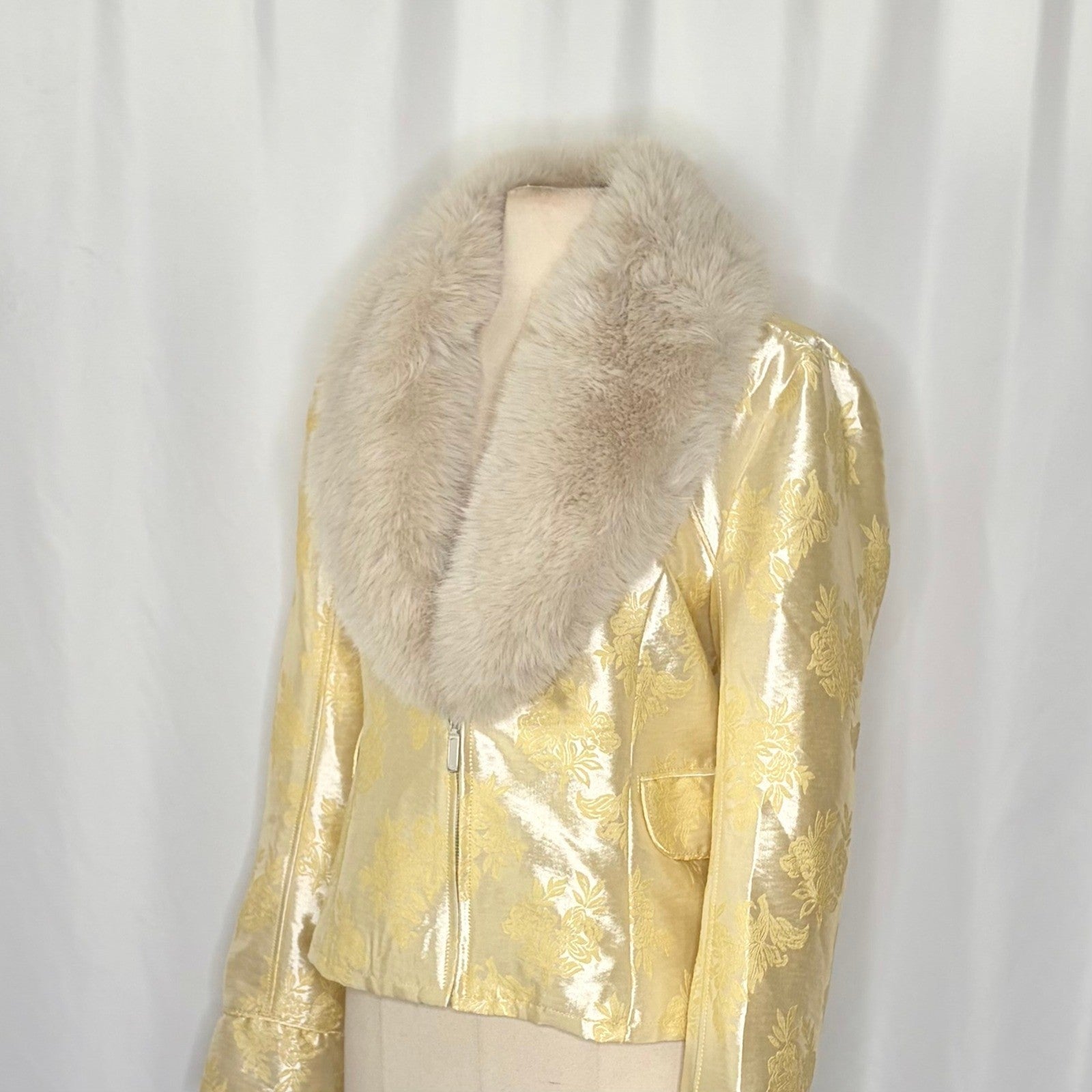 NWT!! FREE PEOPLE French Exit Laluna Jacket Jacquard Faux Fur Collar Large