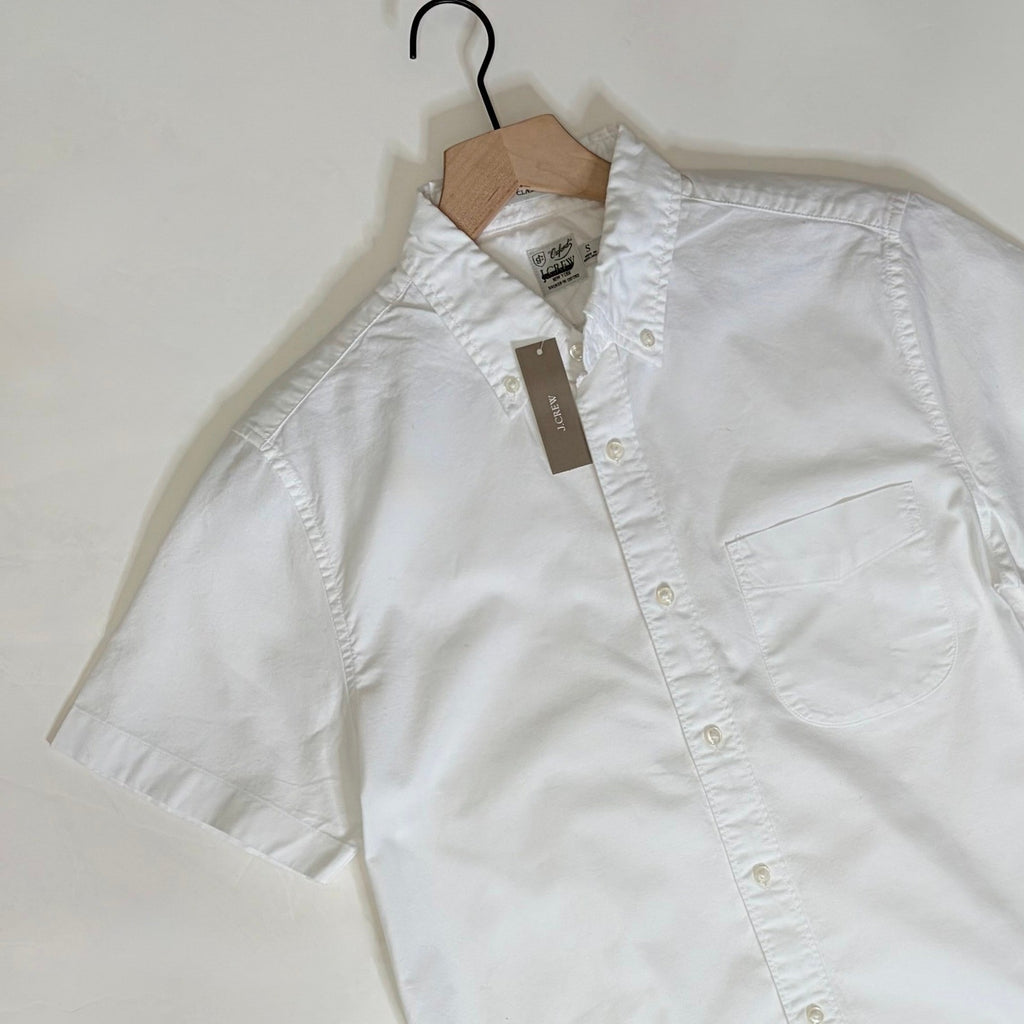 NWT!! Men's J. CREW Short Sleeve Broken-In Organic Cotton Oxford Shirt White S