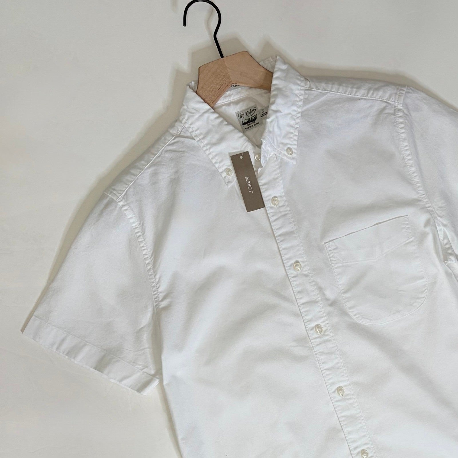 NWT!! Men's J. CREW Short Sleeve Broken-In Organic Cotton Oxford Shirt White S