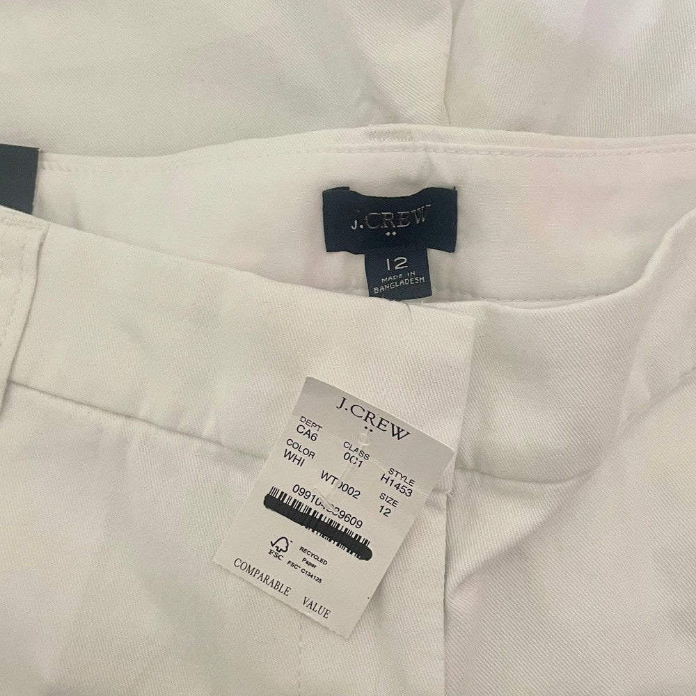 NWT!! J. CREW Factory 5" Classic Chino Shorts Solid White Pockets Preppy 12