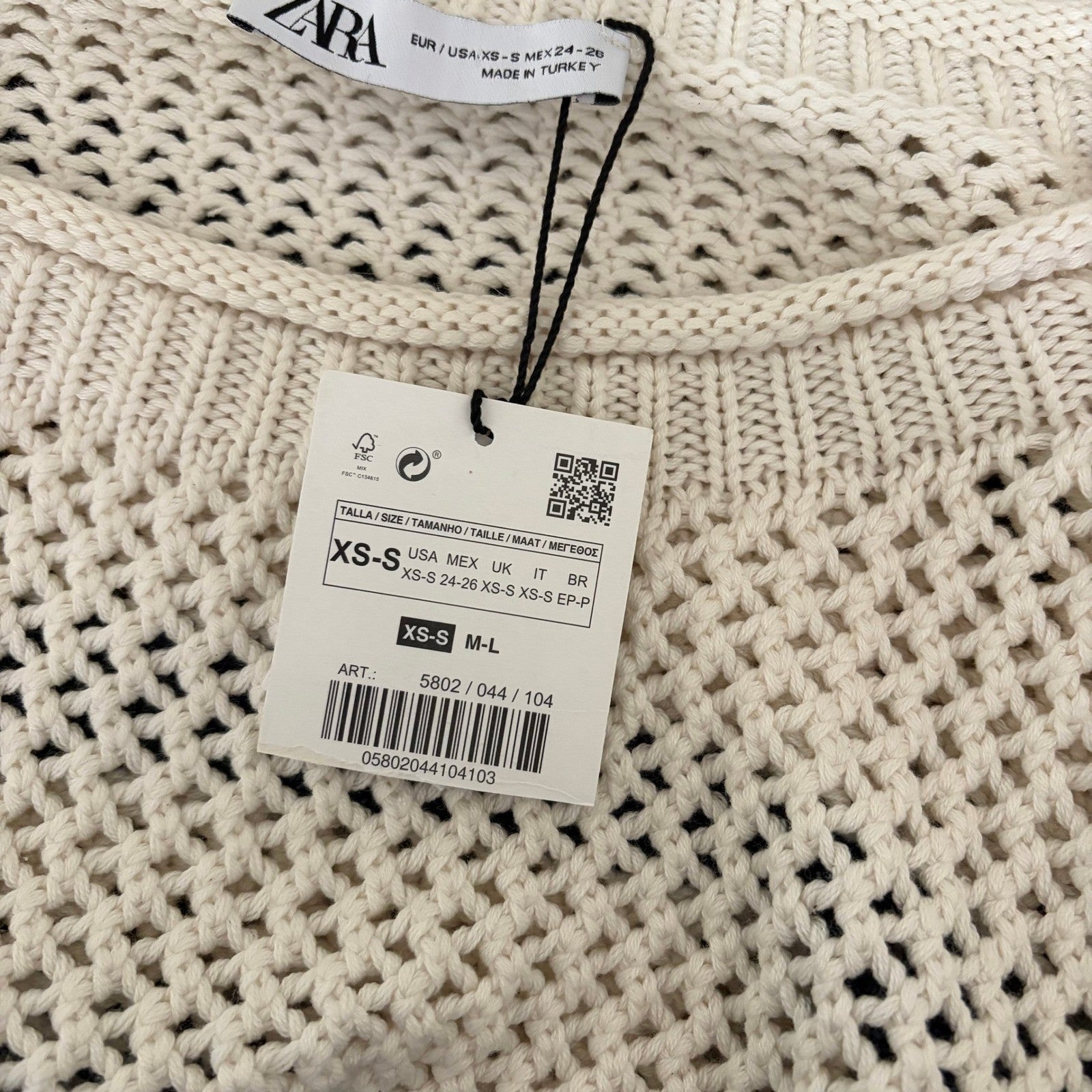 NWT!! ZARA Navy Ivory Striped Pullover Sweater Open Knit Nautical X-Small Small