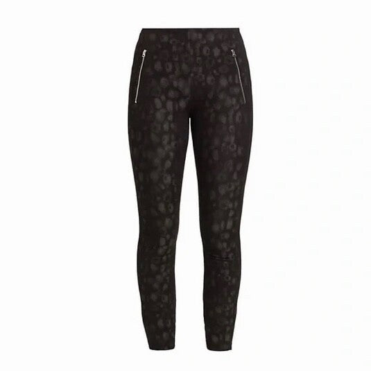 RAG & BONE Simone Leopard Print Zip Pocket Pants Black Gray Animal Crop Size 0