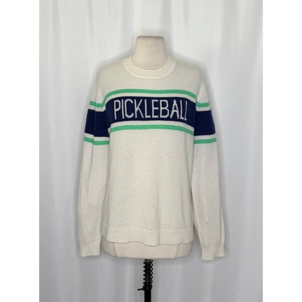 ALASHAN Cashmere Pickleball Sweater Pullover Sporty Text Script Preppy X-Large