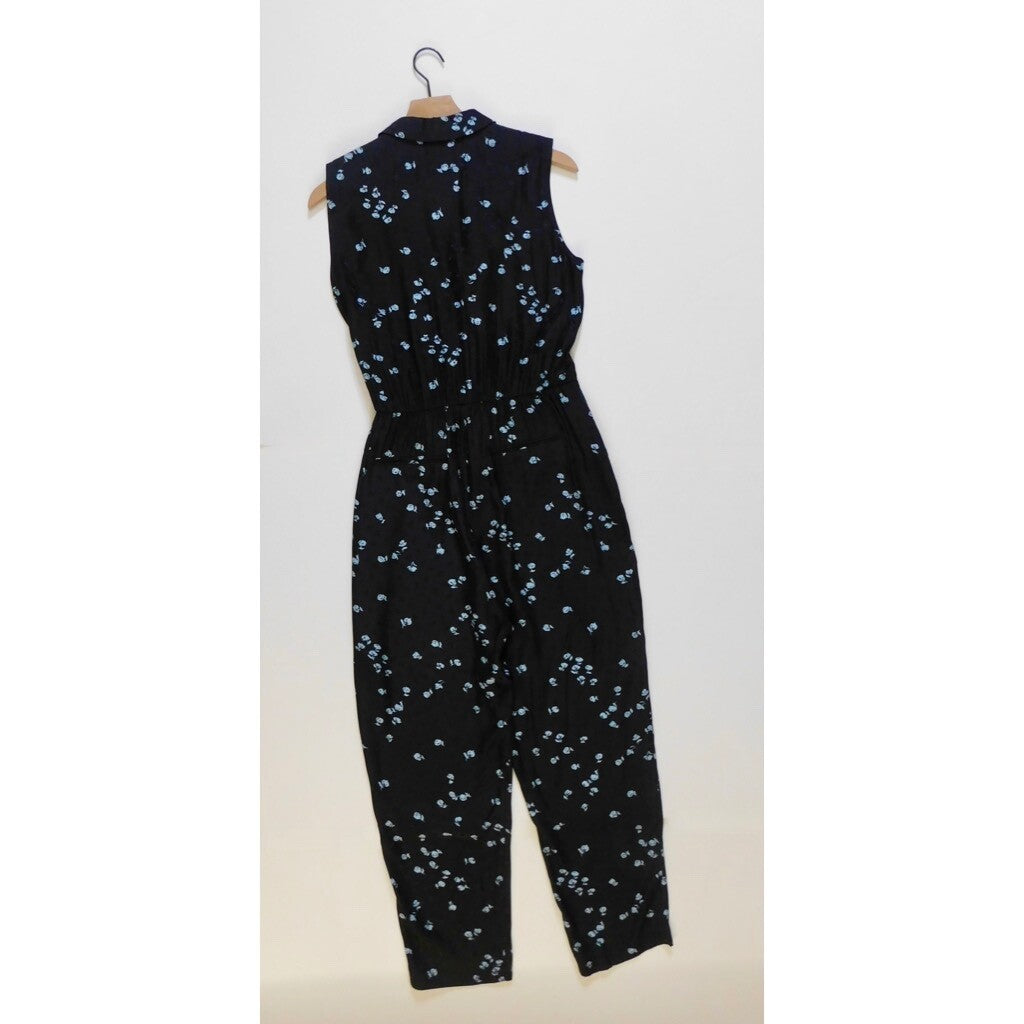 REBECCA TAYLOR Tailored Leandra Silk Floral Tie Waist Jumpsuit Jacquard Size 8
