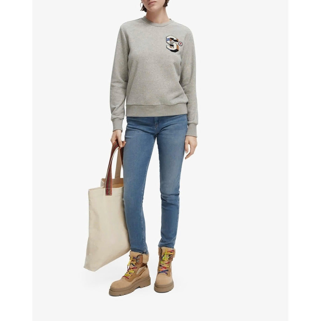 SCOTCH & SODA Artwork Crew Neck Sweatshirt Gray Monogram S Academia Medium