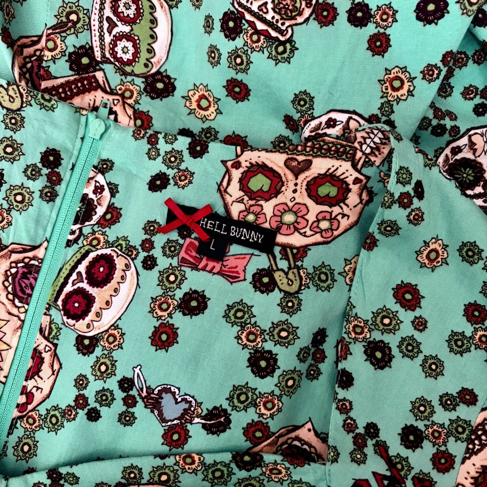 HELL BUNNY Sasha Sugar Skull Dress Dia De Los Muertos Rockabilly Retro Large