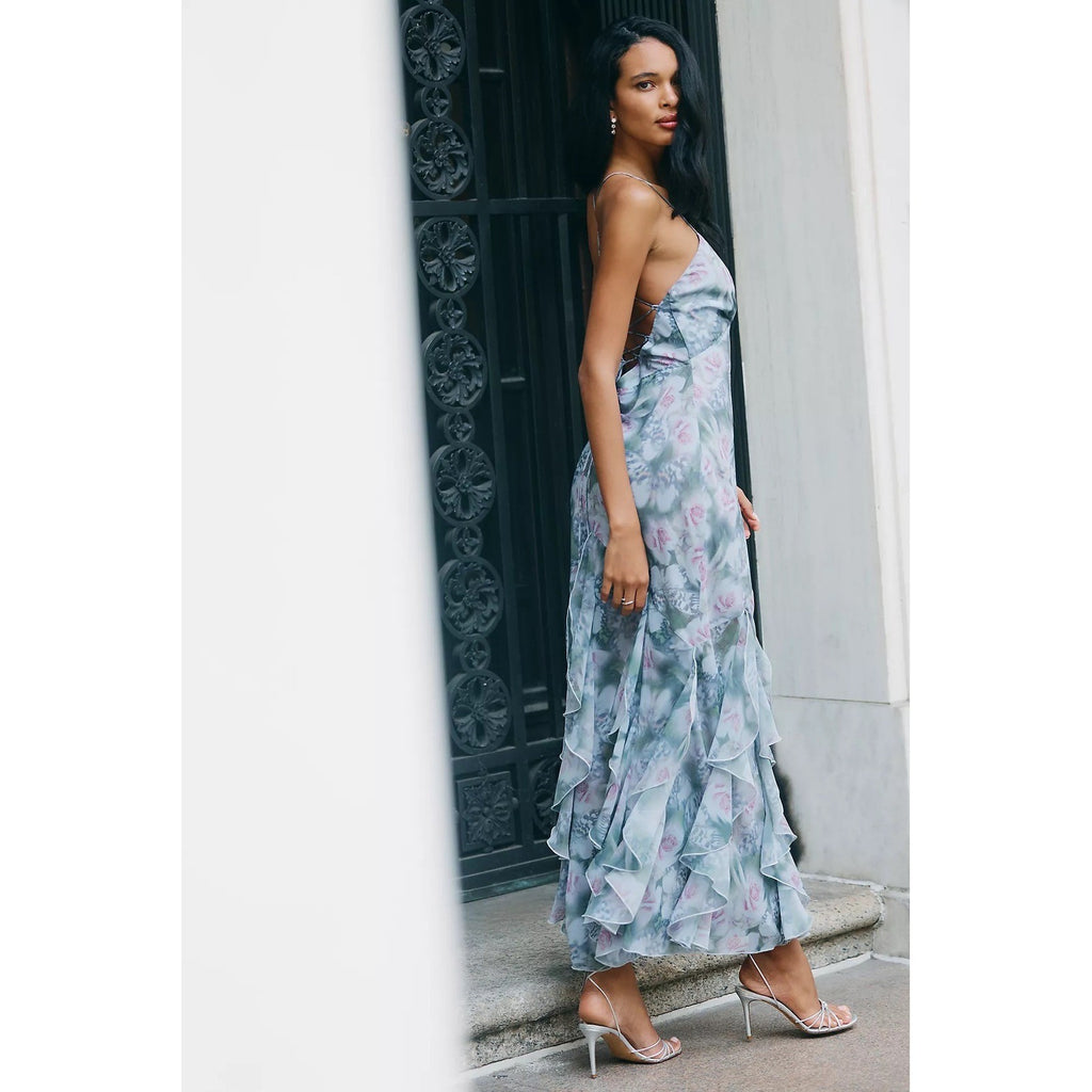 NWT!! Anthropologie FOR LOVE & LEMONS Elea Floral Ruffle Maxi Dress Medium