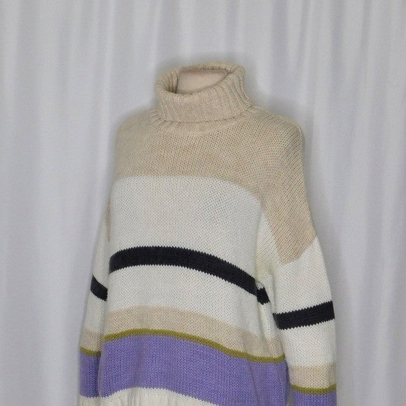 Anthropologie ALDOMARTINS Striped Turtleneck Sweater Aldo Martins Wool Small
