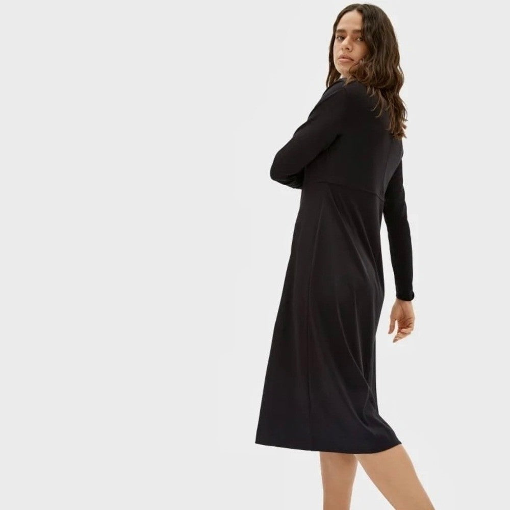 EVERLANE The Luxe Cotton Shirtdress Solid Black Shirt Dress Minimalist Small