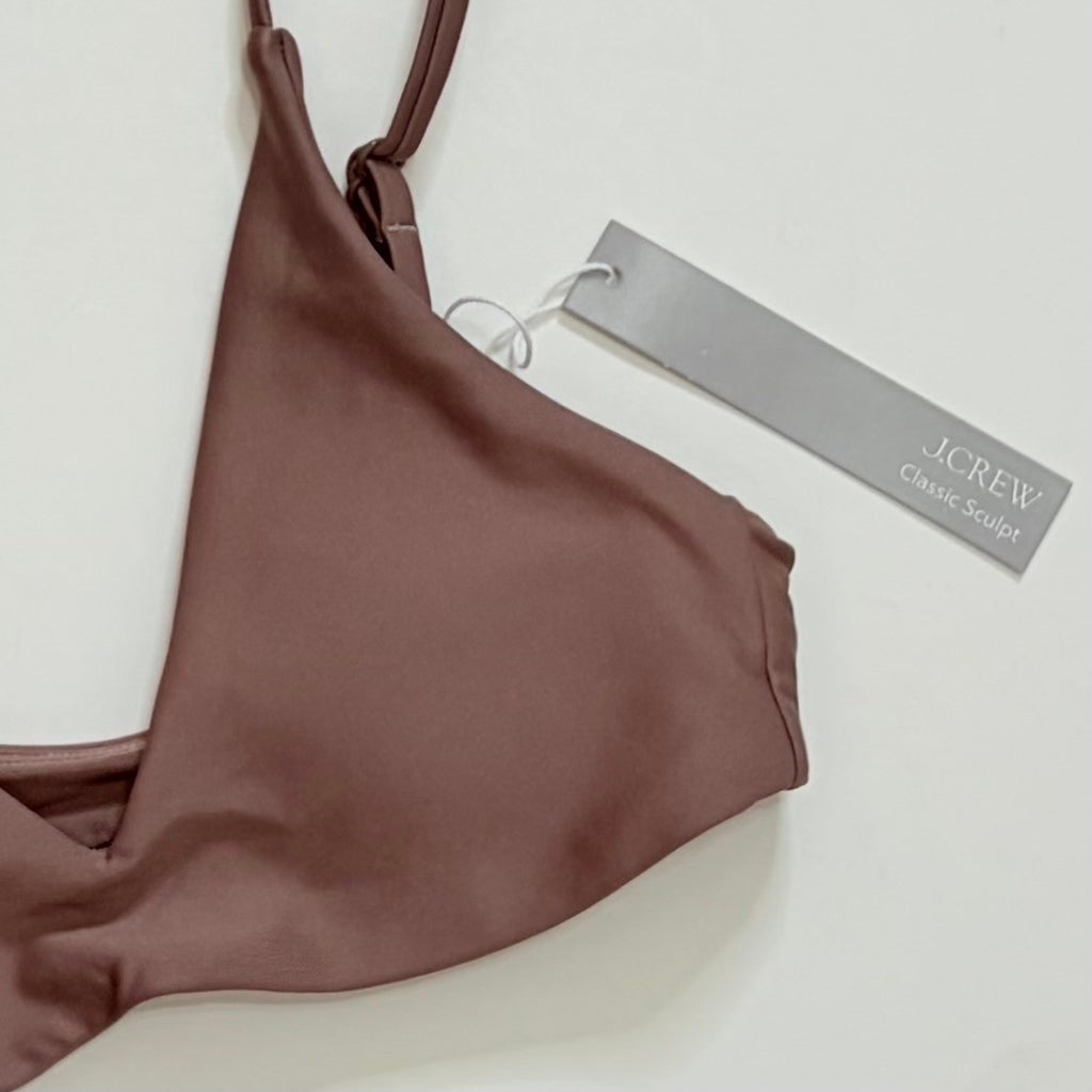 NEW!! J. CREW Lana Bikini Top Classic Sculpt Smoky Willow Wood Beach XX-Small