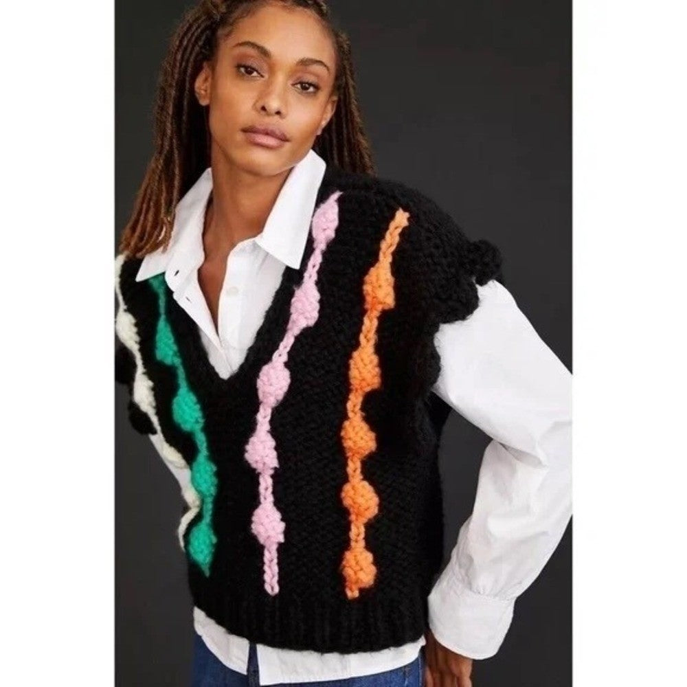 NWT!! Anthropologie MAEVE Bauble Sweater Vest Chunky Knit Retro One Size