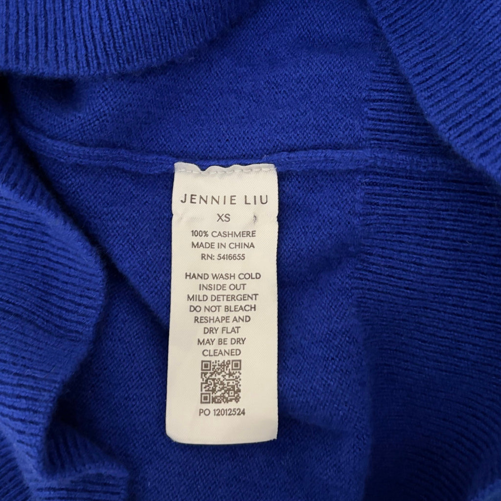 JENNIE LIU Cashmere Ava V Neck Sweater Cobalt Blue Knitwear Preppy X-Small
