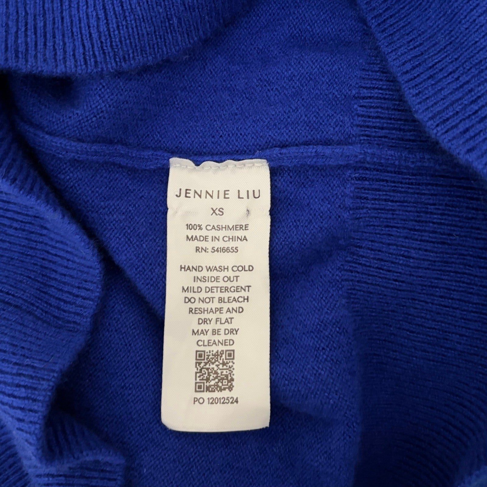JENNIE LIU Cashmere Ava V Neck Sweater Cobalt Blue Knitwear Preppy X-Small