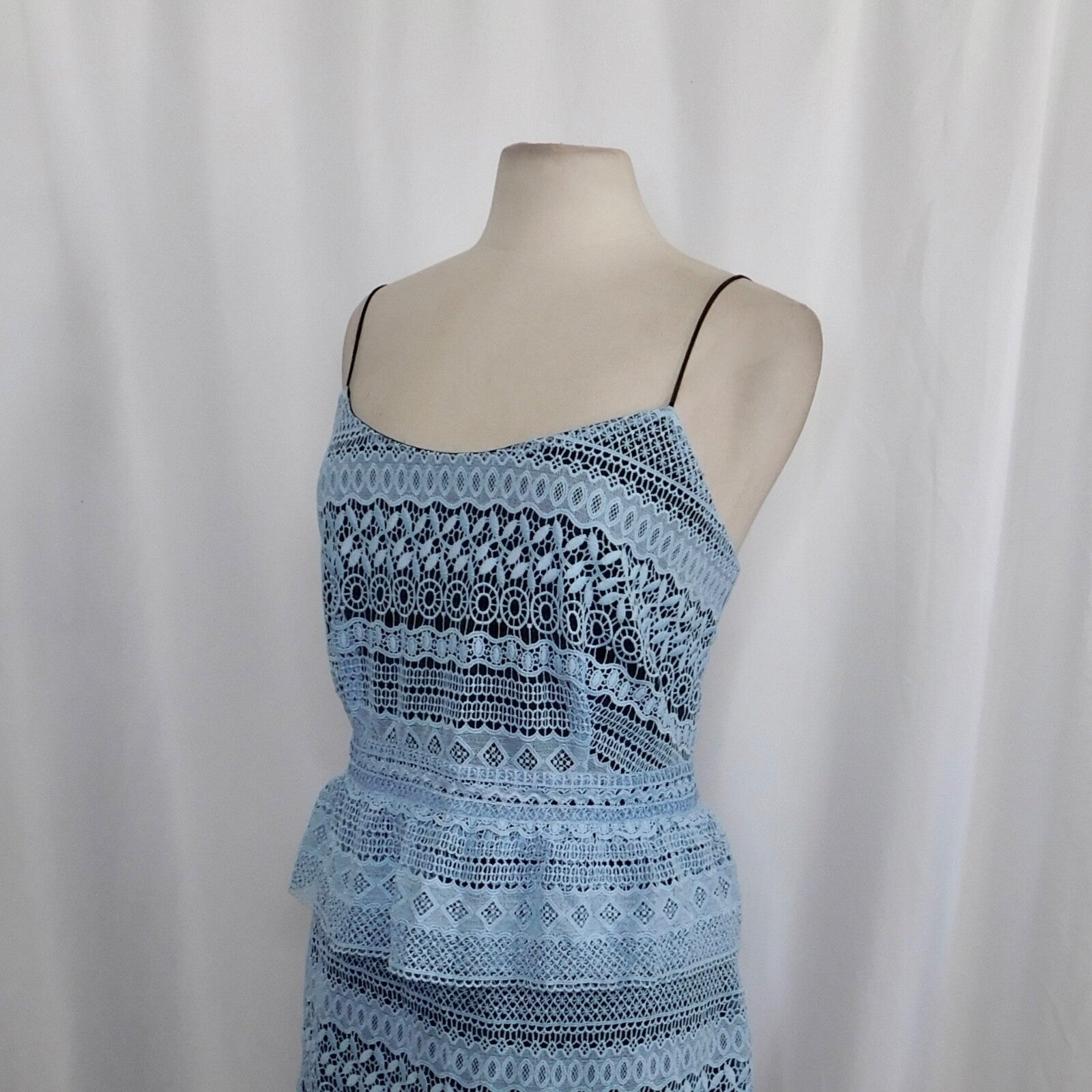 NWT!! LITTLE WHITE LIES Blue Crochet Lace Peplum Sheath Dress XX-Large XXL