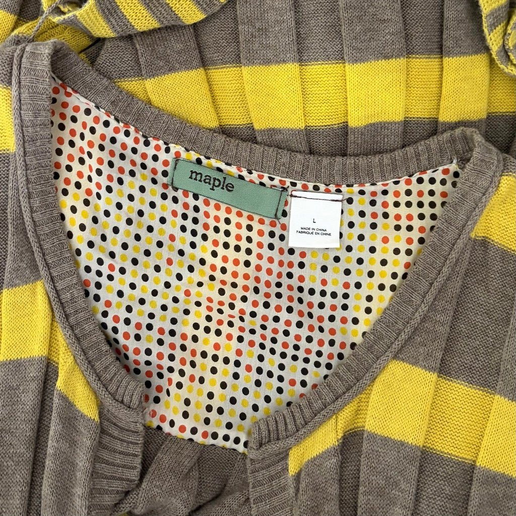 Anthropologie MAPLE Silk Switching Lanes Belted Cardigan Sweater Pleated Large