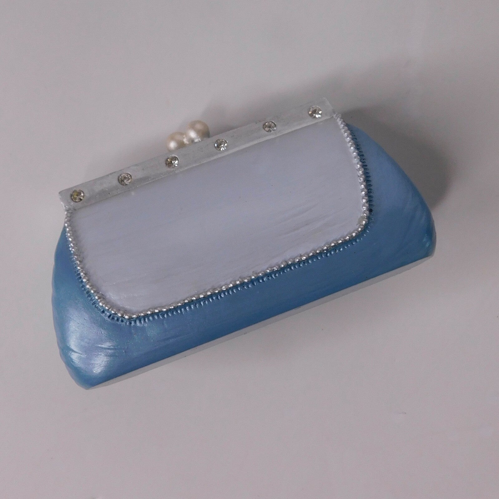 AVON "All Dressed Up" Blue Pearl Pump Shoe & Handbag Set of Two Fashion Figurine