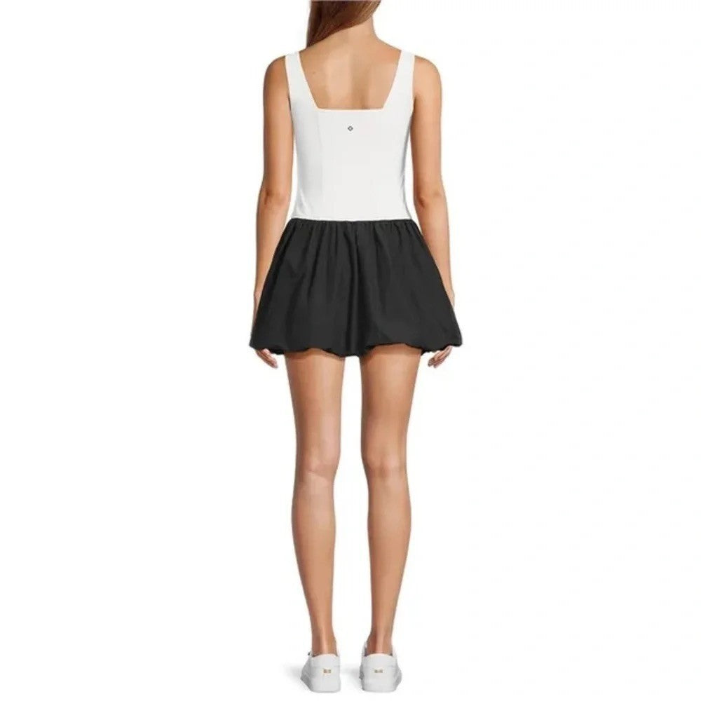 NWT!! ANTONIO MELANI Active Two Tone Bubble Hem Dress Mini Black White Large