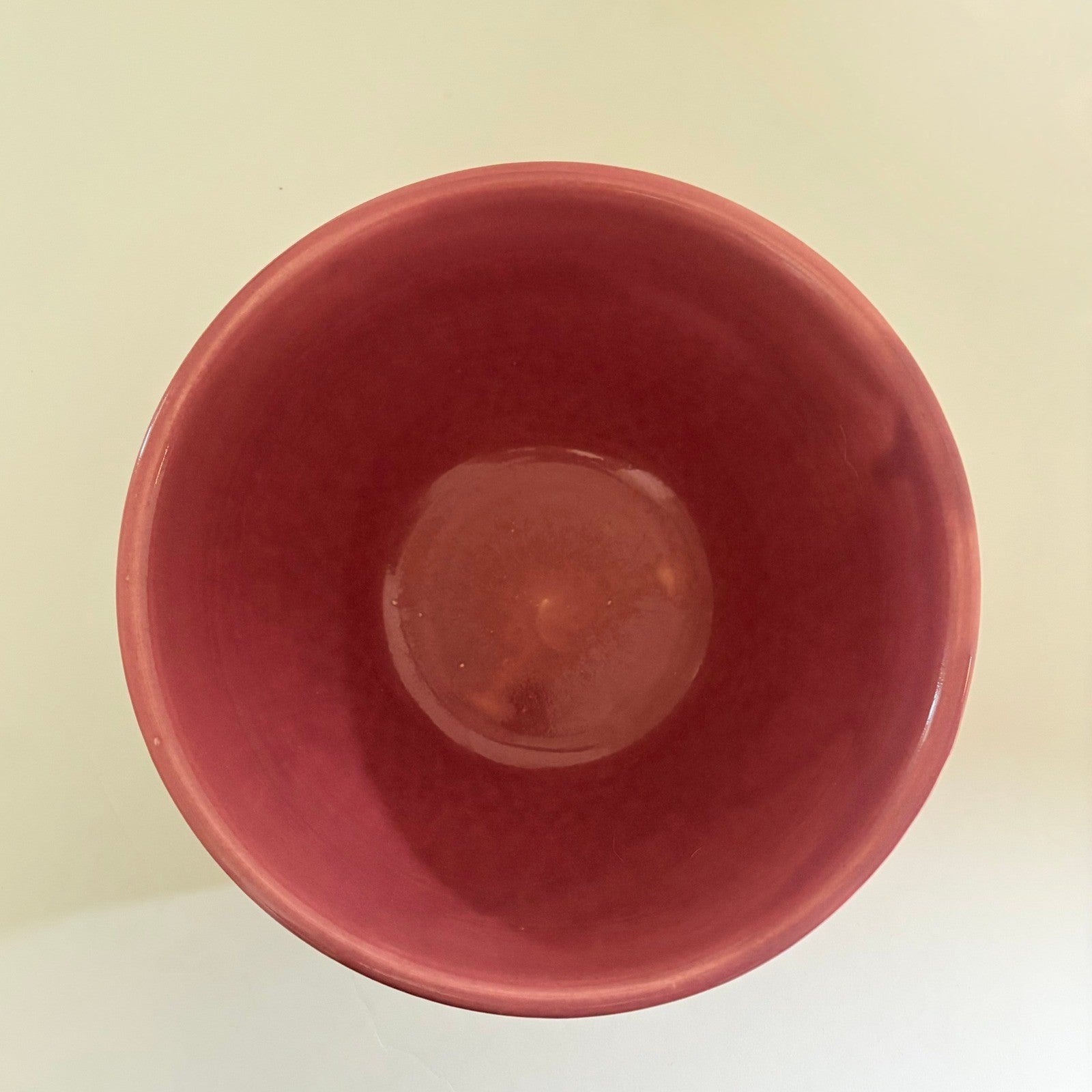 Vintage A.E. HULL Pottery Company Pink Kitchen Bowl Nesting Glossy Diamond