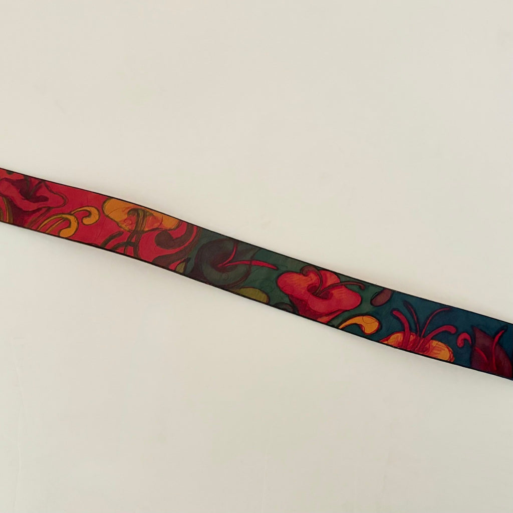 Unisex JON WYE Leather Floral Belt Western Retro Made in USA Men Women 46.5"