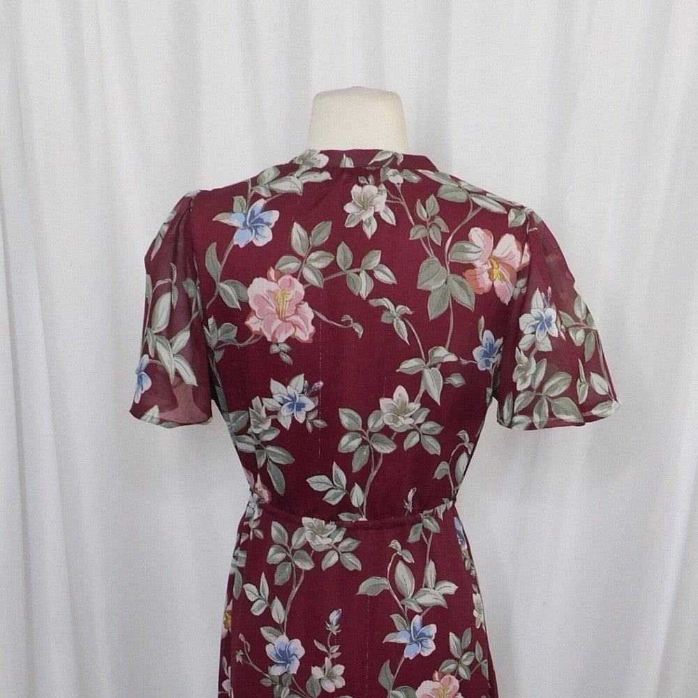 TOMMY BAHAMA Painted Petal Midi Floral Dress Metallic Embellished Beads X-Small