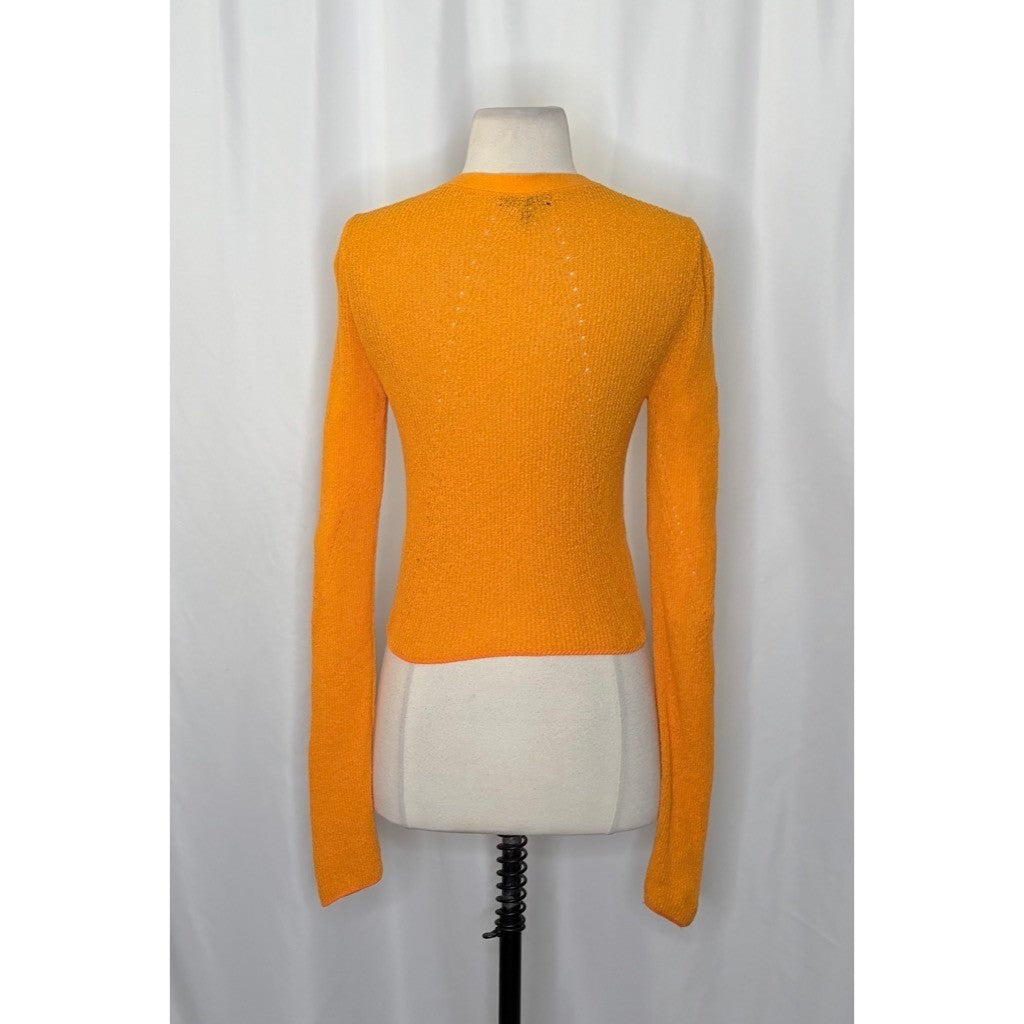 RAG & BONE Soleil Ribbed Cotton-Blend Cardigan Sweater Marigold Orange Small