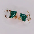NEW! Dotted Mushroom Gold Metallic Earrings Mushrooms Dangle Dangling Teal Green